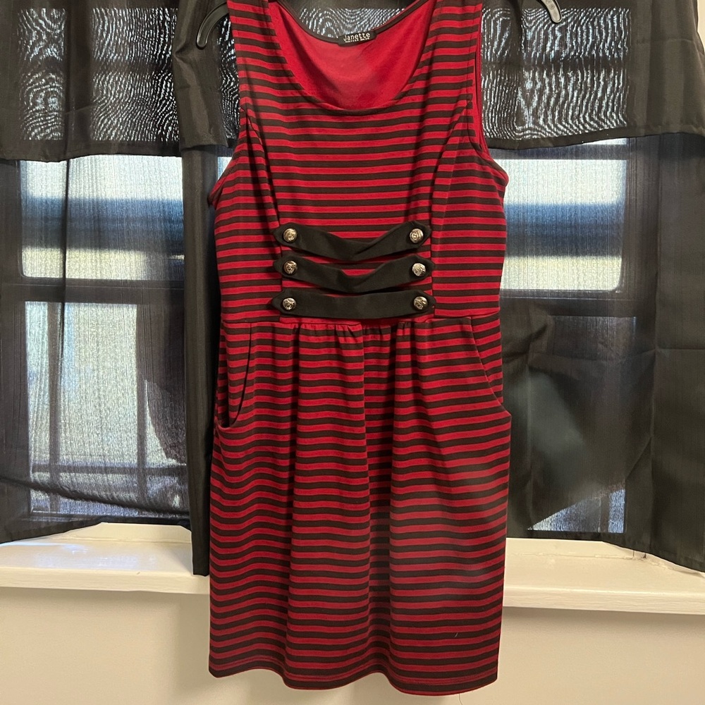 Red and black stripe dress